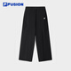 FILA FUSION斐樂(lè)潮牌梭織長(zhǎng)褲女2025夏季新款時(shí)尚休閑寬松直筒褲 正黑色-BK S 160/62A/S