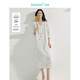 茵曼（INMAN）白色純棉刺繡系帶連衣裙2025春季女裝新品設計感中袖寬松裙子  珍珠白 L