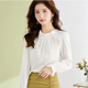 皮爾卡丹長(cháng)袖蝴蝶結襯衣2025秋裝新款圓領(lǐng)雪紡衫女上衣襯衫洋氣小衫打底衫 白色 M 建議96-105斤
