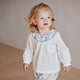 OAK FAMILY早秋兒童柔軟荷葉邊長(cháng)袖上衣女寶寶套頭娃娃小衫T恤精致白色 白色 100 cm