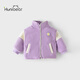 歡喜小熊 兒童抓絨外套嬰兒男童秋冬搖粒絨童裝寶寶衣服女孩秋裝棒球服 朦朧紫 130 (建議5-6歲身高120-130cm)