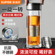 蘇泊爾（SUPOR）磁吸玻璃杯泡茶杯帶茶倉商務(wù)水杯耐熱雙層茶水分離旋轉磁彈杯男士 霧隱灰【帶茶倉】禮盒款 400ml