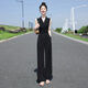 絲柏舍無袖連體褲2025春夏新款女時(shí)尚收腰設(shè)計(jì)V領(lǐng)裁剪連體衣