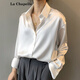 拉夏貝爾（La Chapelle）2025春裝白色襯衫女春秋設計感小眾輕奢垂感內搭疊穿法式上衣 白色 建議95-115斤) S
