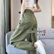蕉下帆速干美式工裝褲女春夏薄款2025新款小個(gè)子高腰闊腿束腳運(yùn)動(dòng)登山褲 軍綠色-【小個(gè)子】建議身高160cm XL 121-130斤