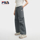 FILA 韓素希同款|斐樂官方女裝小狐貍梭織長(zhǎng)褲2025夏季新款時(shí)尚收口褲 綠木灰-DY M 165/66A/M