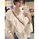DALEY MODE襯衫女秋冬西裝領(lǐng)韓系小眾荷葉邊褶皺寬松超仙泡泡袖上衣女潮 主圖色 S