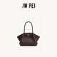 JW PEI餃子包女包Hana新款大號仿麂皮包大容量斜挎包通勤托特包JH306B04 深咖色荔枝紋大號