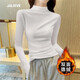 嘉麗薇半高領(lǐng)雙面絨打底衫女新春新款內搭保暖長(cháng)袖內里絨毛一體女士上衣 白色【德絨】 XL (114-125斤)