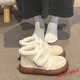 JOMC保暖毛毛雪地靴女2025新款冬加絨加厚底防滑鞋子女潮百搭小眾棉鞋 米白色 39