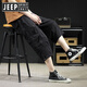 JEEP SPIRIT吉普夏季薄款七分褲男全棉工裝褲松緊腰寬松運動短褲大碼休閑胖子 07黑色 XL 150~170斤