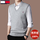 TOME BORNEK美國湯米品牌純山羊絨男加厚背心秋冬款無(wú)袖馬甲針織V領(lǐng)羊毛衫 淺灰色 單件 XL 175(建議140-155斤)