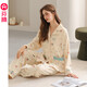 芬騰月子服睡衣女春秋季純棉孕婦產(chǎn)后哺乳喂奶家居服套裝 米杏L