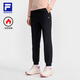 FILA 斐樂官方女裝針織長褲2025春季新款簡約基礎(chǔ)健身加絨運動褲子 深黑-BK L （170/70A/L）