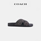 蔻馳（COACH）男士男鞋CROSSOVER涼鞋涼拖鞋外穿平底鞋一腳蹬輕奢 炭黑色/黑色 42