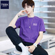 TEEK簡(jiǎn)約印花短袖t恤男士青年純棉上衣 2025夏季衣服休閑潮流男裝 HS1317深紫色 2XL