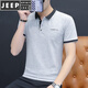 JEEP SPIRIT吉普加肥加大polo男夏季寬松胖子純棉短袖T恤翻領成熟穩(wěn)重上衣 淺灰 3XL 150-170斤