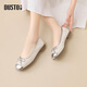 大東淺口鞋女鞋2025春季新款甜美方跟低跟套腳圓頭材質(zhì)拼貼C1252