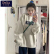 矜持范國潮淺灰加絨加厚衛(wèi)衣女無帽女學生秋冬款oversize長袖圓領上衣外 淺灰色/加絨[優(yōu)質面料] S 60-85斤