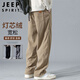 JEEP SPIRIT吉普休閑褲男春夏季直筒褲子男寬松闊腿褲燈芯絨男褲 卡其 4XL