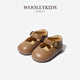 小羊沃利woollykids小羊沃利澳洲真皮嬰兒學(xué)步鞋女童軟底防滑魔術(shù)貼公主鞋 栗子棕 21 內長(cháng)14cm 適合腳長(cháng)13.1-13.5