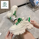 啄木鳥高顏值百搭老爹鞋女潮2025春秋新款網(wǎng)紅增高輕便運(yùn)動老爹鞋女 跟高5厘米 綠色 230mm 36
