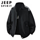 JEEP SPIRIT2026春秋冬新款翻領(lǐng)酒紅色夾克男寬松情侶教練夾克飛行員外套大碼 加肥加大碼男裝-黑色 XL