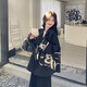 衣典零一（LEDIALYI）西裝外套女2025春秋季新款高級(jí)感小個(gè)子休閑針織毛線拼接西服上衣 黑色 S （建議105斤以內(nèi)）