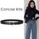 CONCISE KITE【禮盒裝】真牛皮皮帶女士頭層西裝連衣褲裙帶牛仔輕奢腰帶 黑色 105cm (帶寬2.8cm)