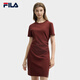 FILA 斐樂(lè)官方女裝針織連衣裙2025夏季新款時(shí)尚休閑簡(jiǎn)約修身T恤裙子 赤土紅棕-BN L 170/88A/L