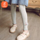 貝瑞加（Babyprints）女童打底褲兒童褲子女寶寶彈力長褲女孩春秋底褲木耳邊 灰140