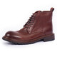 CAPLOST意大利馬皮男士馬丁靴厚底固特異工藝硬底復古風(fēng)短靴側拉鏈 深棕色 41 255mm 41碼