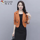 啄木鳥(niǎo)女士短外套西服新款春秋百搭小矮個(gè)子短款流行小西裝短款外搭上衣 橘色【+厚350克】 評分超前 輕薄 3XL 【 130-150斤】