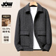 喬沃（JOW）【53%綿羊毛】羊毛夾克男條紋春秋翻領(lǐng)夾克衣服休閑男裝外套