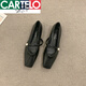 卡帝樂(lè )鱷魚(yú)（CARTELO）真皮平底單鞋女2025春秋新款淺口氣質(zhì)瑪麗珍女鞋溫柔風(fēng)低跟鞋送人 黑色 37