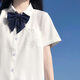 JRET現(xiàn)貨無刺繡角襟基礎(chǔ)款JK制服短袖襯衫夏季學生日系白色黑色襯衣女 奶白色 L 建議110-125斤