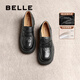 百麗（Belle）七夕禮物歡樂奏jk樂福鞋25春新商場款真皮百搭休閑鞋D2P1DAA5 黑色 37 (235mm)