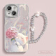 威愷 適用蘋(píng)果14plus手機(jī)殼iPhone14plus保護(hù)套鏡頭全包防摔網(wǎng)紅高端創(chuàng)意殼閃粉鏡羽紗繡球貓+手鏈
