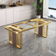 意式輕奢不銹鋼桌腿桌腳桌架支架定制大理石巖板餐桌桌腿金屬底座 金色長(cháng)100CM寬50CM高73CM 碳素鋼 官方標配