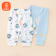 貝瑞加（Babyprints）嬰兒開(kāi)襠褲2條裝初生寶寶長(zhǎng)褲新生兒薄款四季褲子 星球+藍(lán) 52