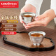 金灶（KAMJOVE）高檔純鈦茶杯品茗杯雙層防燙茶杯鈦金屬喝茶杯子飲茶杯家用禮盒裝 T-22F 50ml 2只