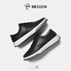 名郎（MELLEN）男鞋新款真皮休閑鞋潮流小白鞋舒適輕便透氣滑板鞋耐磨防滑皮鞋男 黑色 39