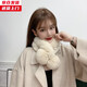 槿城真毛獺兔毛圍巾女冬季保暖百搭可愛(ài)交叉皮草圍脖瀨兔毛絨加厚TT02 雙球土白色