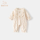 班喜迪嬰兒衣服春裝嬰幼兒連體衣女寶寶外出服春秋洋氣公主碎花哈衣爬服 米色 73cm