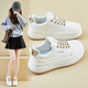 GUQIAN小白鞋女款2025新款低幫鞋子厚底女鞋百搭老爹鞋松糕休閑運動(dòng)板鞋 米卡其 37 (235mm)