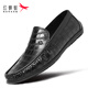 紅蜻蜓牛皮豆豆鞋男鞋鱷魚(yú)紋皮鞋男商務(wù)休閑鞋男樂(lè )福鞋WLA150581黑色44
