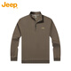 吉普（JEEP）美國(guó)正品Jeep高端美式半拉鏈衛(wèi)衣男士春秋潮牌長(zhǎng)袖t恤POLO衫外套 軍綠色【官方正品】 XL 推薦135-150斤