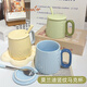 京悠雨法式陶瓷杯創(chuàng  )意木紋馬克杯帶蓋帶勺家用高顏值女生辦公室早餐杯子 淺黃 320ml 1000ml 標準