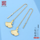 老銀匠三生有幸s925銀耳線(xiàn)女銀杏葉長(cháng)款簡(jiǎn)約流蘇個(gè)性國風(fēng)通勤銀耳飾女士 金色 925銀/含證書(shū)/1對裝
