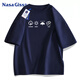 NASA GISS短袖t恤男純棉圓領(lǐng)上衣夏季百搭半截袖寬松男士打底衫 深藍 XL 
